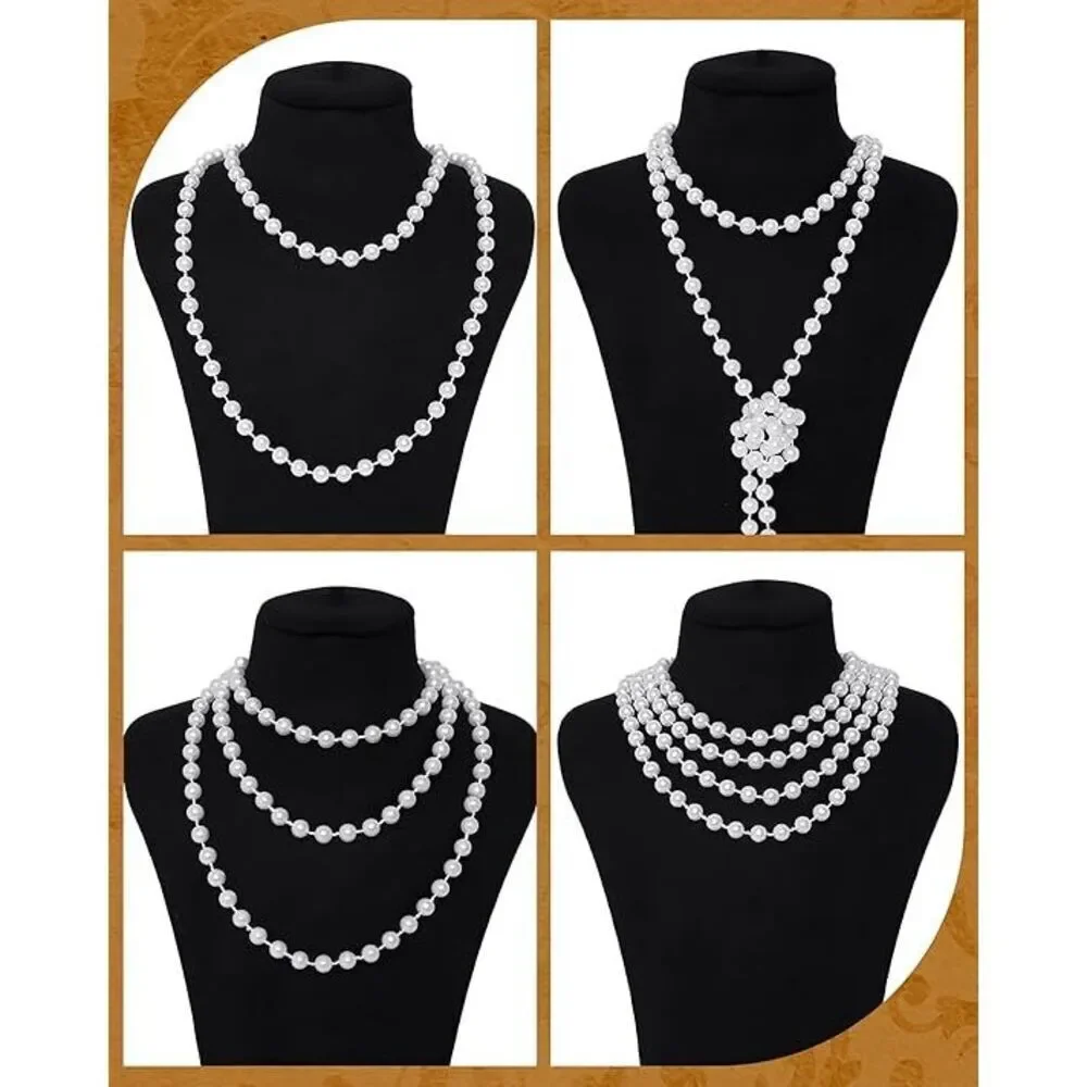 ❤️✨ 4PCS 1920s Red Accessories Flapper Great Gatsby Retro Costume Set NEW